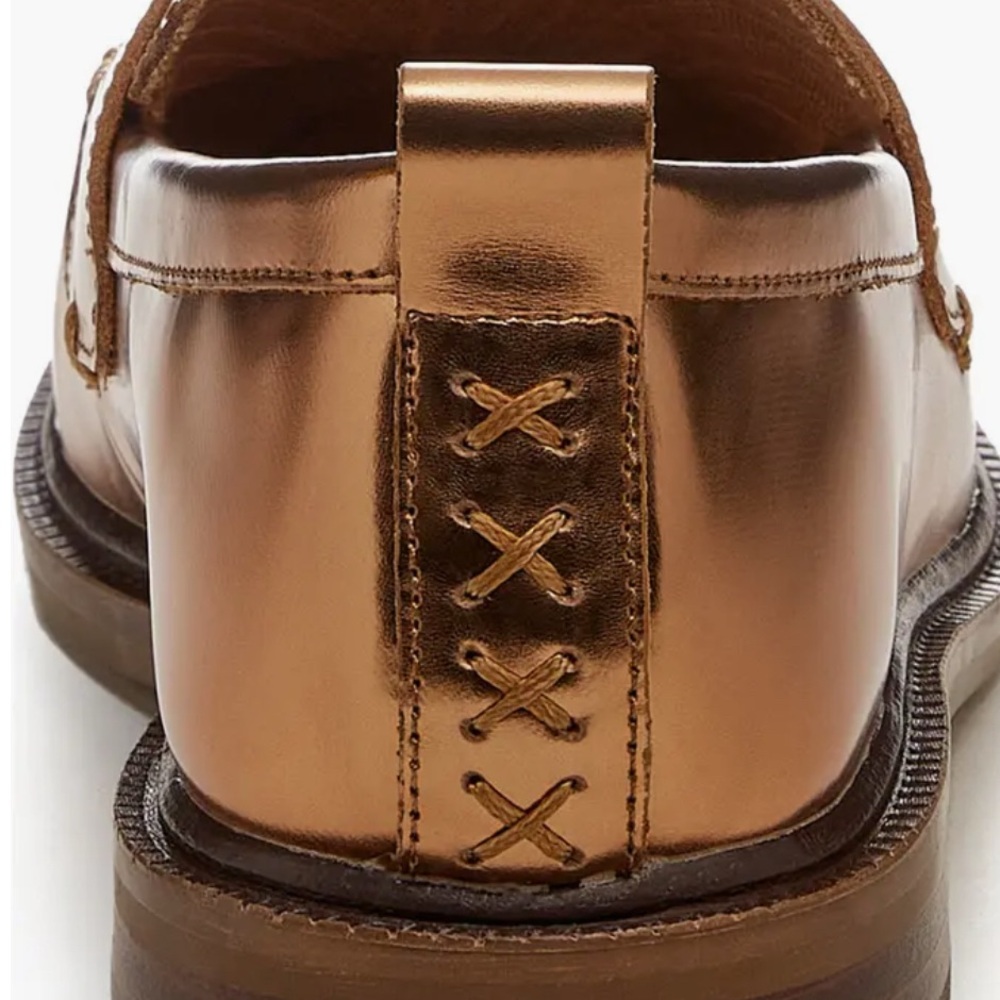 New nwot Kelsi Dagger Lens metallic bronze penny loafers - Picture 2 of 12